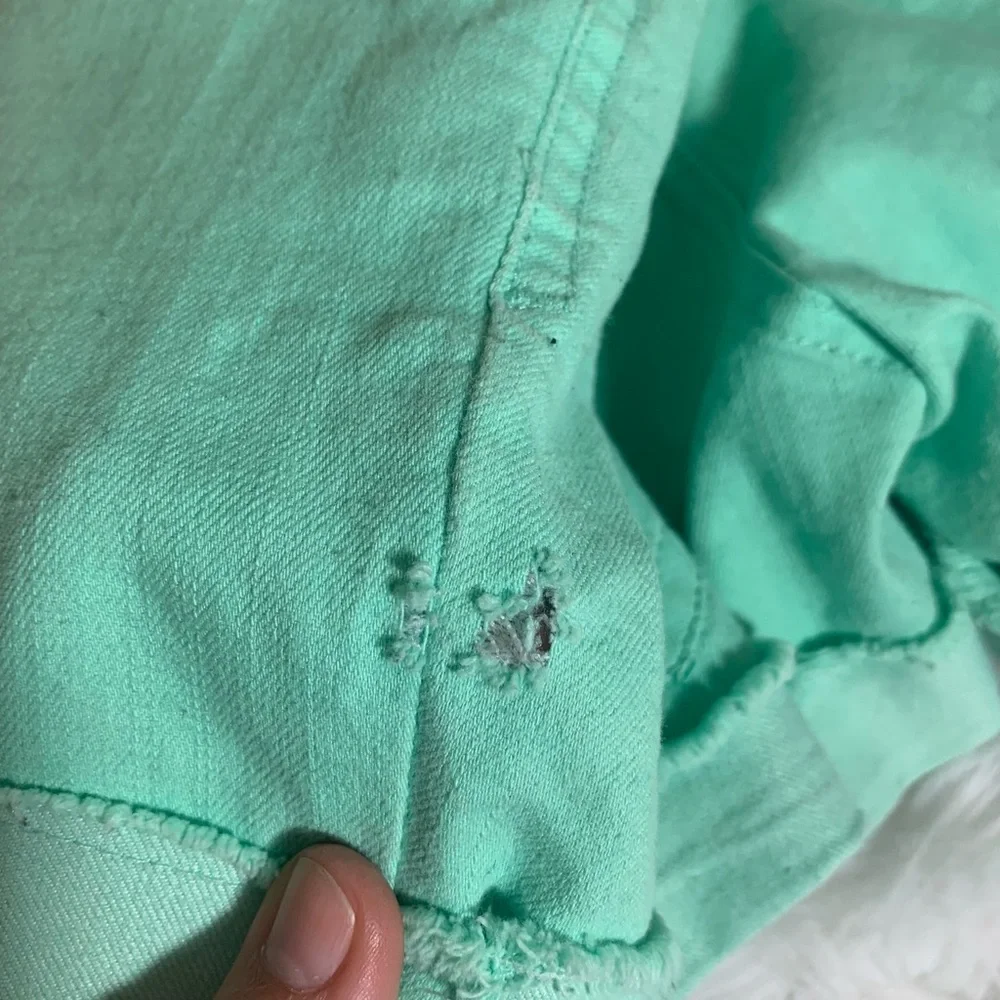 Express Womens Sz 14 Cuffed Mint Green Jean Shorts - Picture 7 of 11